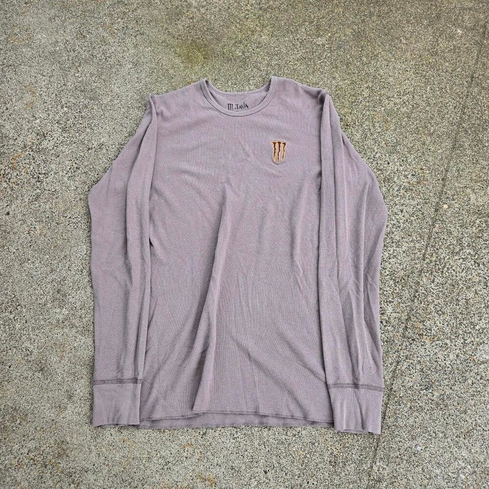 Vtg Y2k MONSTER ENERGY Java Earthtone Cyber Skate Longsleeve Thermal Shirt M Fit